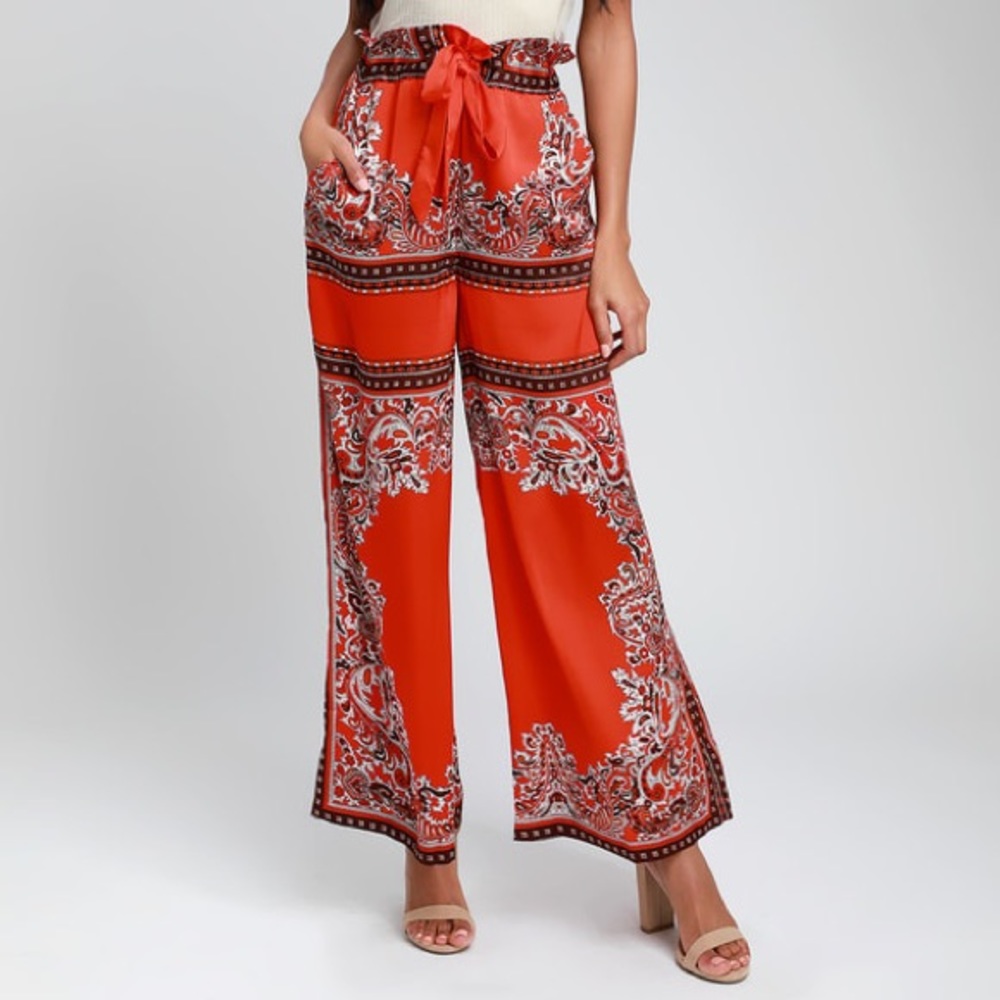 NWT Lulu’s Satin Wide Leg Pants